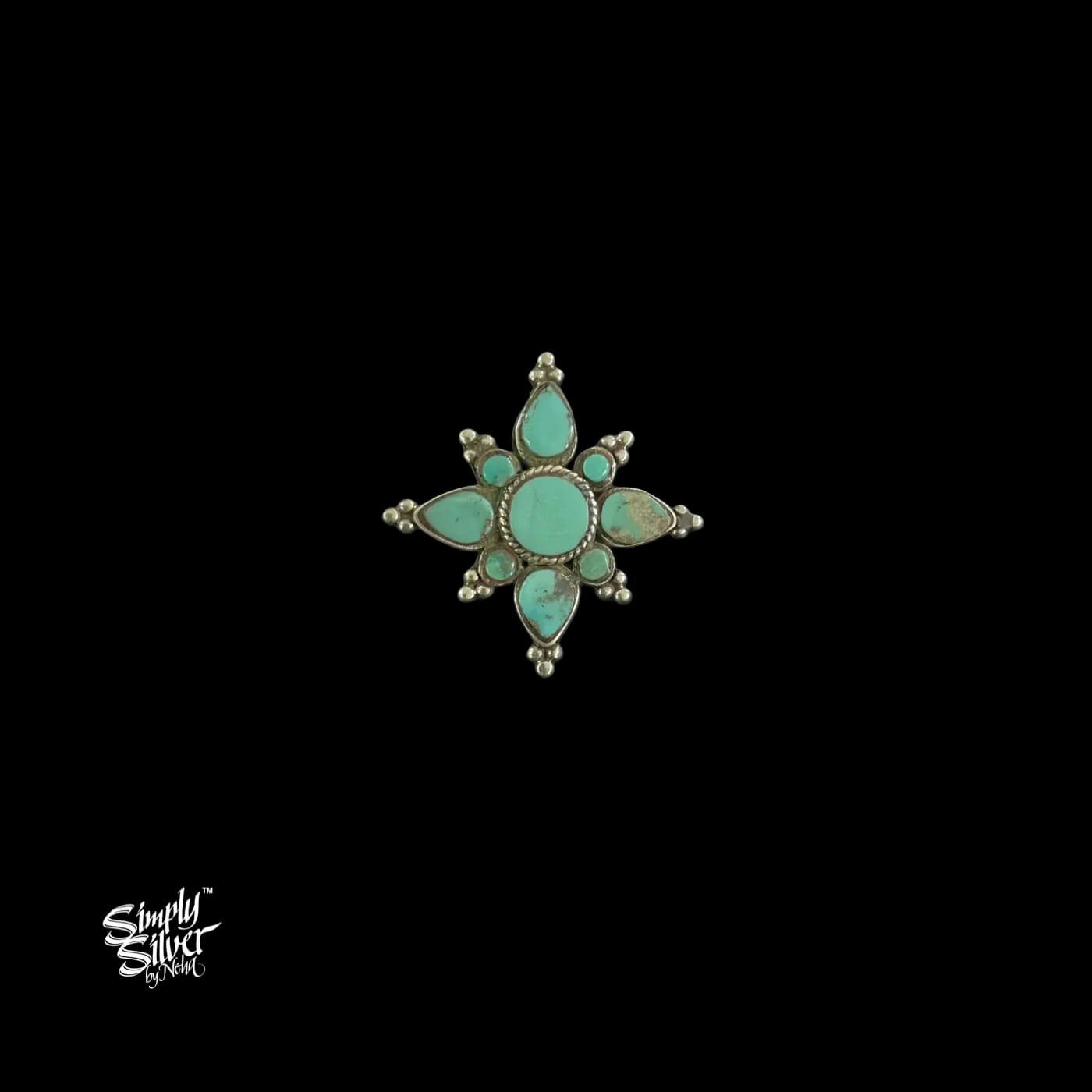 Turquoise Stone Flower Ring - MH5595