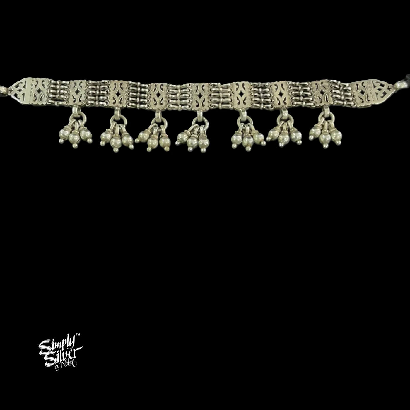 Silver Jaali Choker with Ghungroos - MH5606