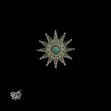 Silver Flower Ring with Center Turquoise Stone - MH5610