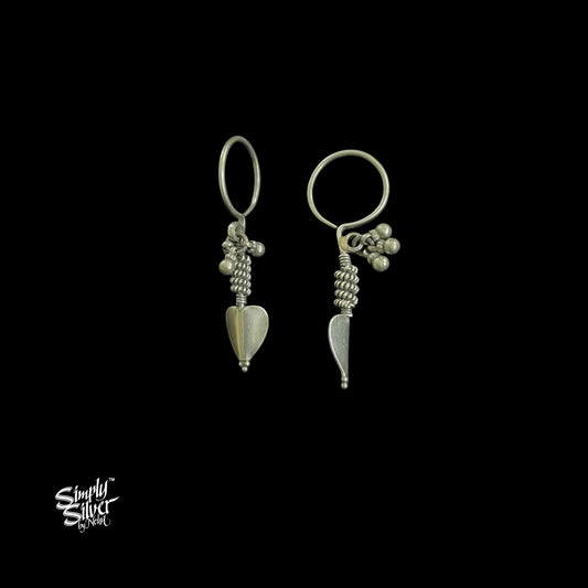 Silver Heart Round Hooks with Ghungroos - MH5617