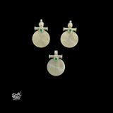 Set of Green Stone & Round Pendant with Earrings