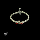 Silver Openable Twisted Kada with Red & Green Stone - MH5656