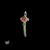 Silver Openable Twisted Kada with Red & Green Stone - MH5656