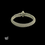 Silver Openable Twisted wire Kada with Green Stone & Flowers - MH5657