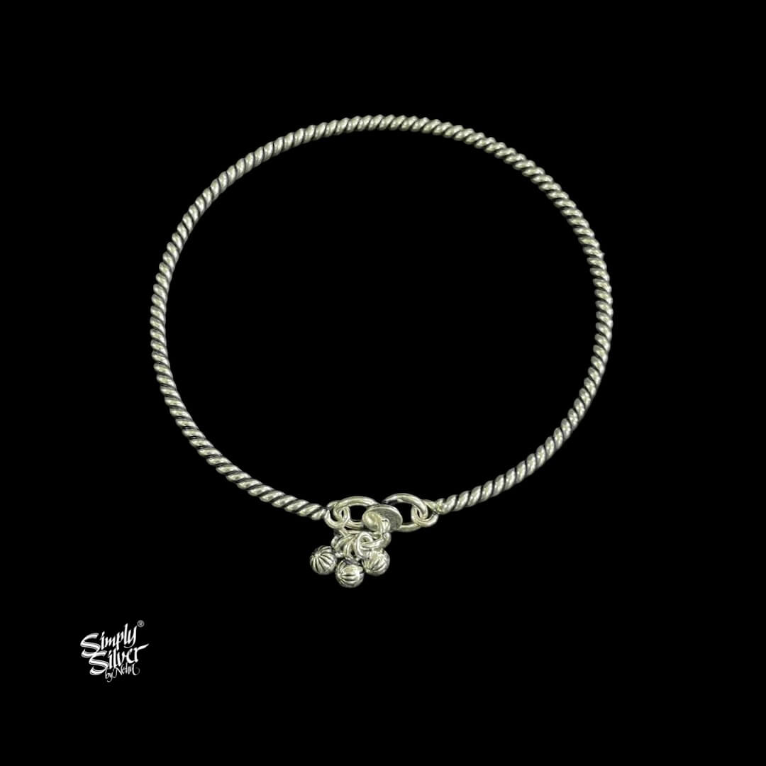 Silver Twisted & Jingling Ghungroos Anklet Pair - MH5661