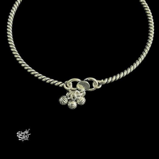 Silver Twisted & Jingling Ghungroos Anklet Pair - MH5661