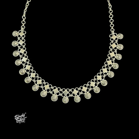 Silver Statement Jaali Flowers Necklace - MH5663