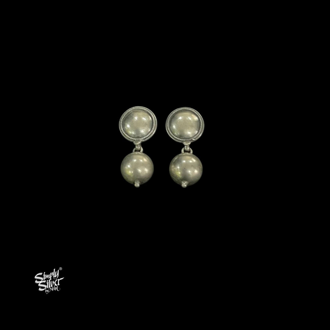 Silver Statement Ball Necklace with Earrings Set - MH5665