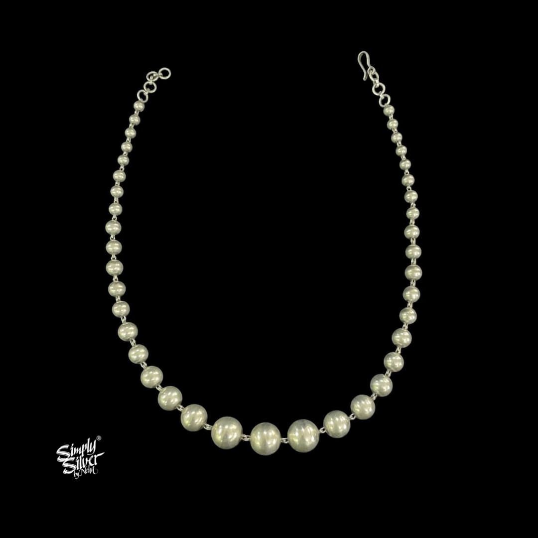 Silver Statement Ball Necklace with Earrings Set - MH5665