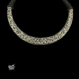 Silver Statement Floral Hasli with Black Thread - MH5667