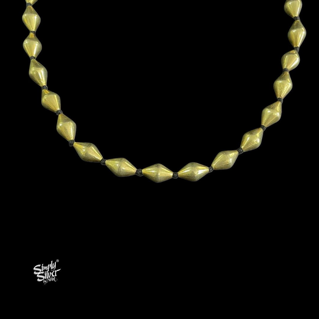 Gold Polish Silver Dholki Lac Beads Necklace-2