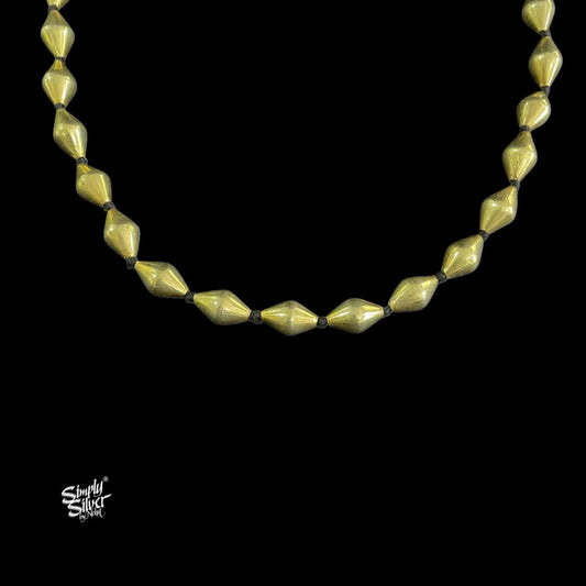 Gold Polish Silver Dholki Lac Beads Necklace-2