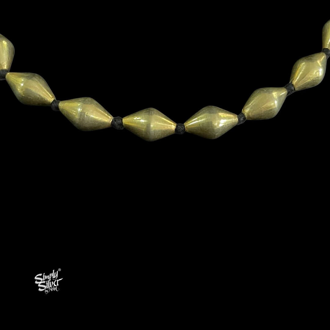 Gold Polish Silver Dholki Lac Beads Necklace-3