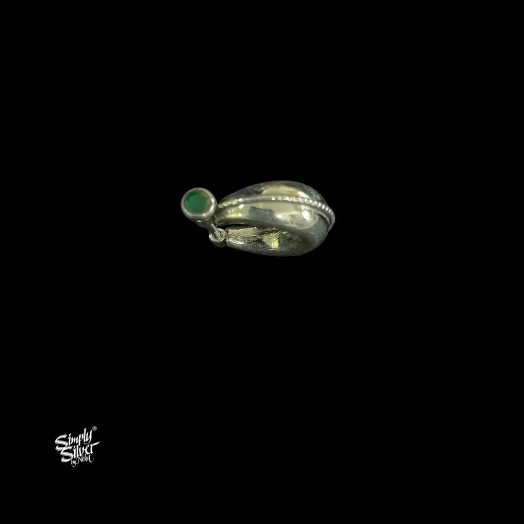 Silver Bali with Green Stone-3