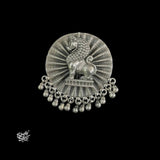 Silver Big Round with Lion & Ghungroos Pendant-2