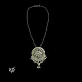 Silver Big Round with Flower & Ghungroos Pendant-1