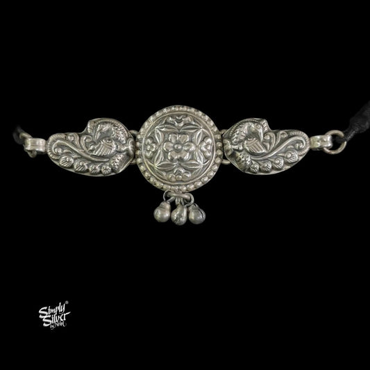 Silver Peacocks & Flower Choker-2