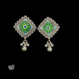 Silver Square With Multi Color Meenakri Flower & Ghungroos-1