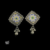 Silver Square With Multi Color Meenakri Flower & Ghungroos-1
