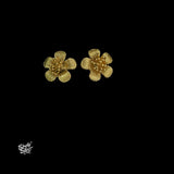 Silver Gold Polish Flower Studs-1