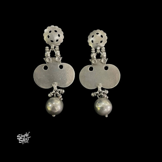 Silver Tribal Jaali Flower with Bead & Ghungroos-1