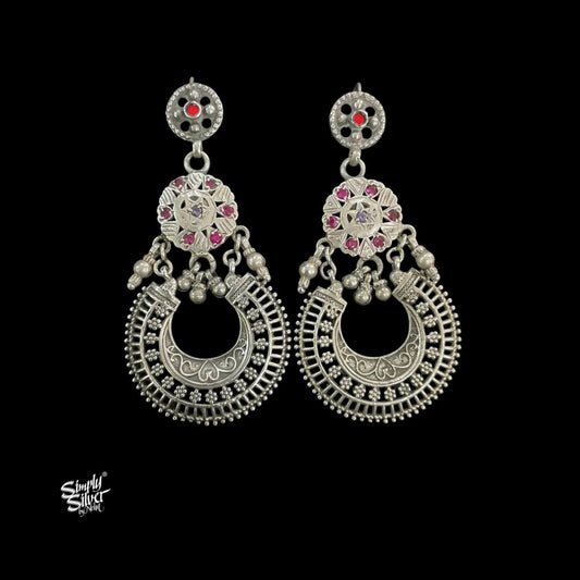 Silver Red Glass with Jaali Stone & Chaand-1
