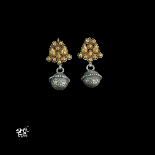 Silver Gold Embossed Flower with Bead-1