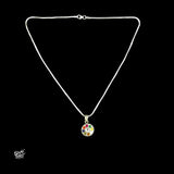 Silver Chain Necklace with Multi Color Kundan Flower Pendant-1