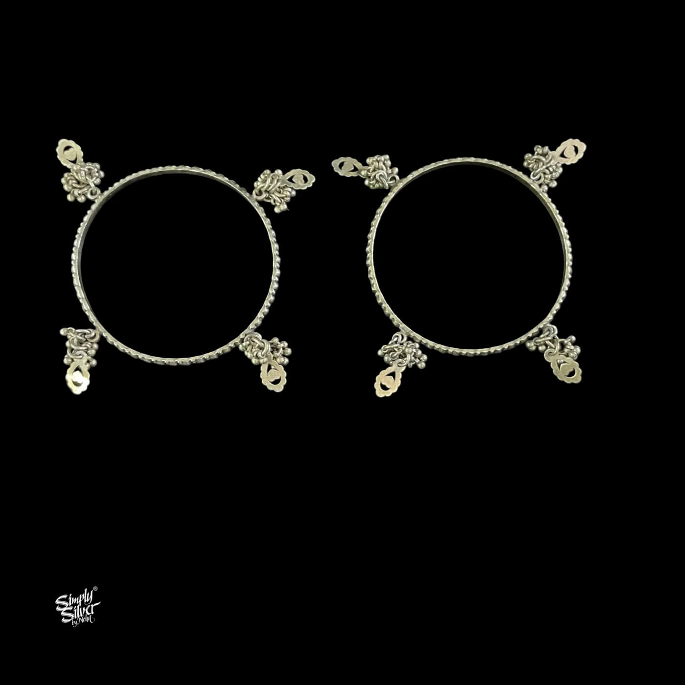 Silver Statement Small Ghungroos & Jaali Bangles Pair-1