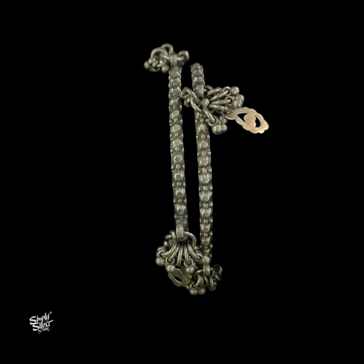 Silver Statement Small Ghungroos & Jaali Bangles Pair-2