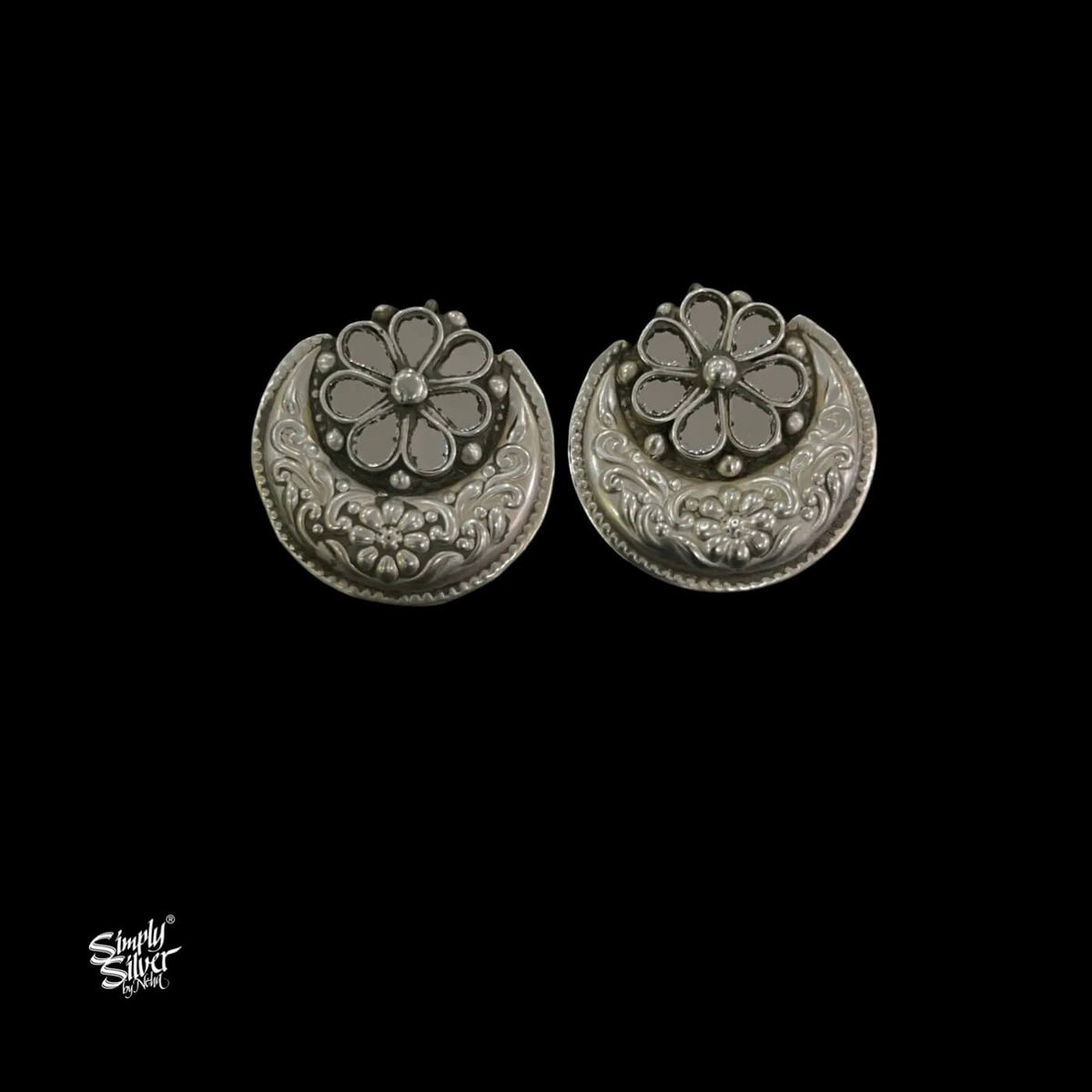 Silver Chaand with Mirror Flower-1