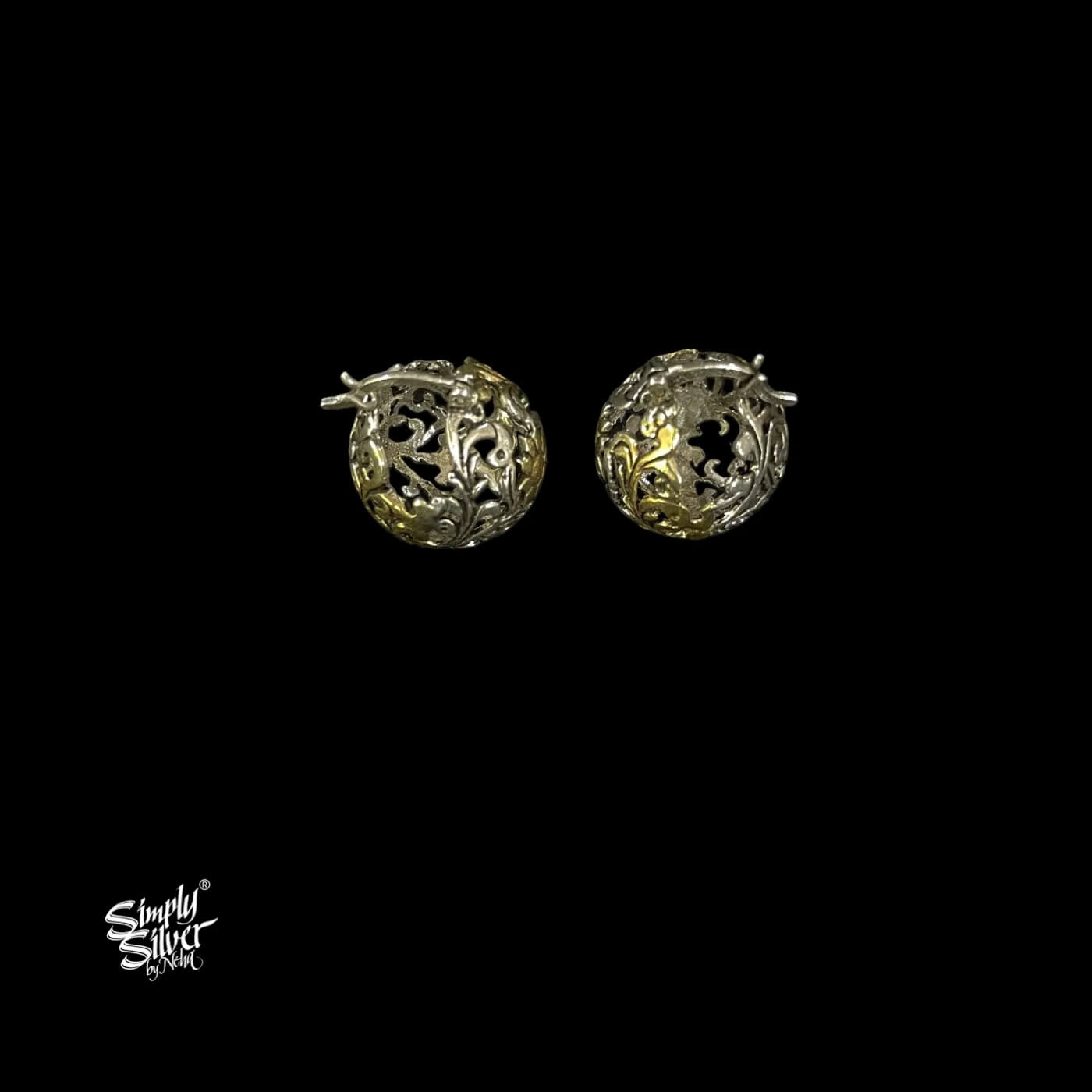 Silver Designer Dual Tone Ball Jaali Flower Bali-2