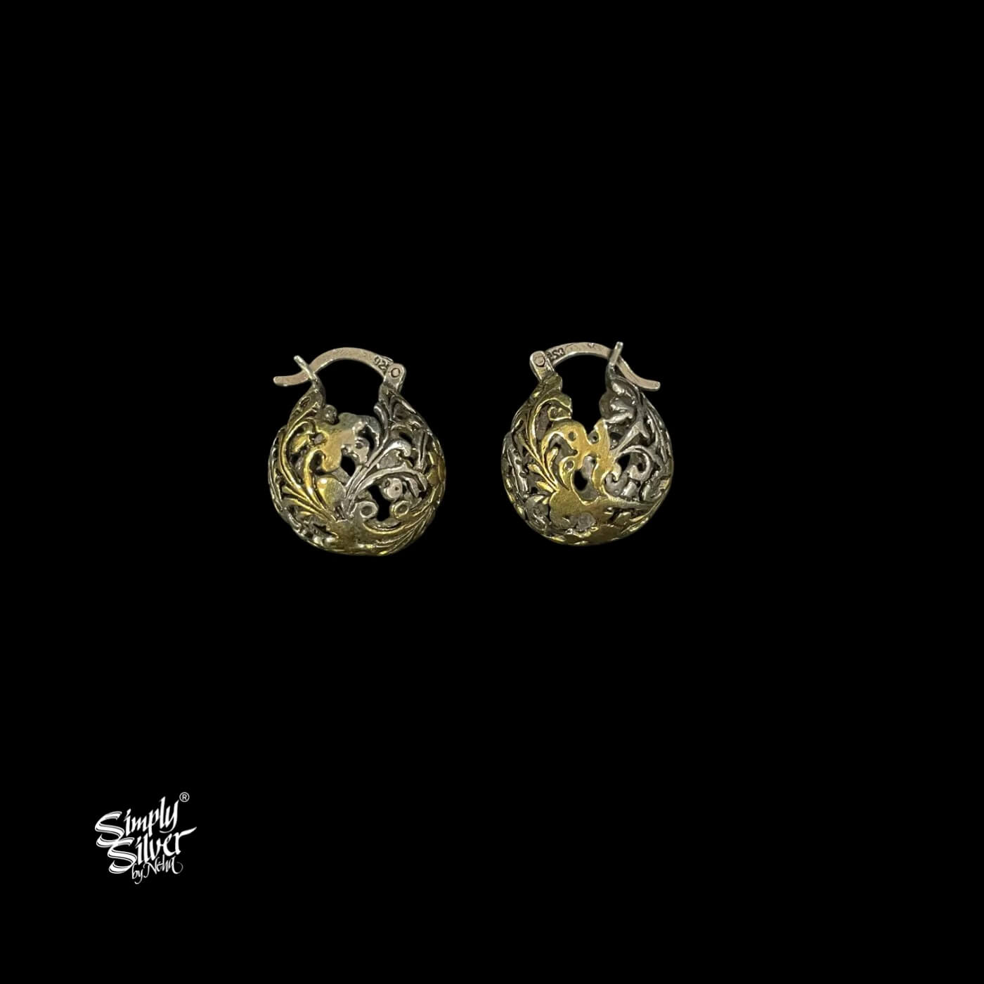 Silver Designer Dual Tone Ball Jaali Flower Bali-3