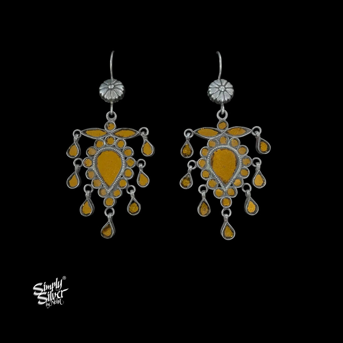 Silver Yellow Glass Flower-1
