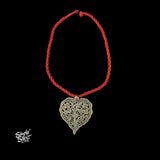 Silver Designer Heart Jali Flower Pendant-1