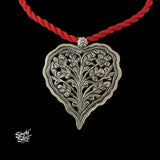 Silver Designer Heart Jali Flower Pendant-2