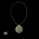 Silver Designer Round Jali Flower Pendant-1