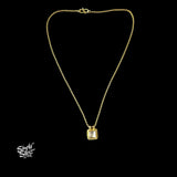 Gold Polish Silver Chain with White Color Stone Necklace-1