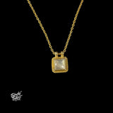 Gold Polish Silver Chain with White Color Stone Necklace-2