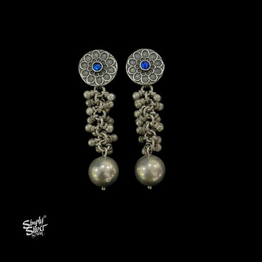 Blue Stone Flower with Long Ghungroos & Ball - MH5820