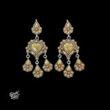 Silver Statement Gold Embossed Flower Danglers - MH5821