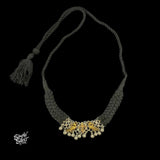 Silver Jaali Dual Tone Peacocks & Ghungroos Choker - MH5828