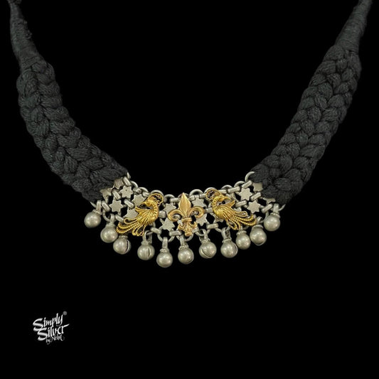 Silver Jaali Dual Tone Peacocks & Ghungroos Choker - MH5828