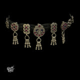 Silver Flower with Pink & Blue Stone Choker - MH5830