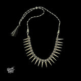 Silver Jaali Flower with Conical Choker Earring Set - MH5838