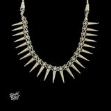 Silver Jaali Flower with Conical Choker Earring Set - MH5838