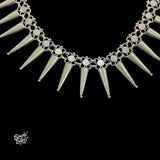 Silver Jaali Flower with Conical Choker Earring Set - MH5838