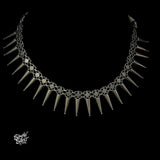 Silver Jaali Flower with Conical Choker Earring Set - MH5838