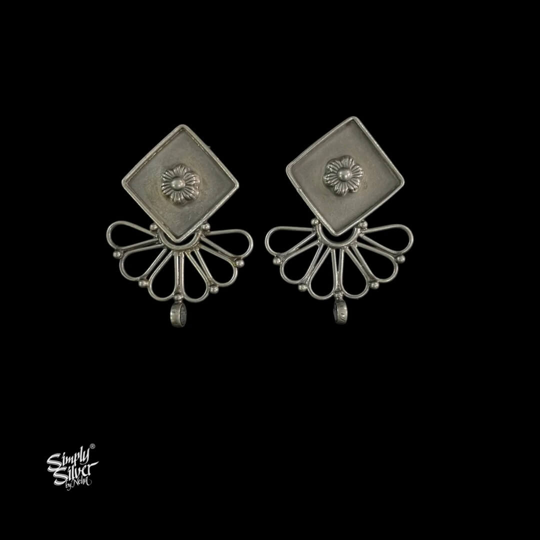 Silver Square with Jaali Flower - MH5842