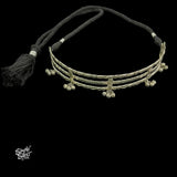 Silver 3 Floral Strip with Ghungroos Choker - MH5843